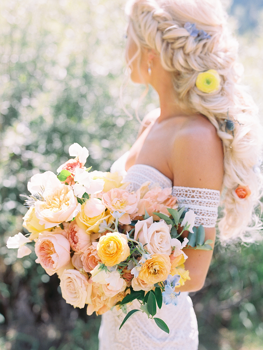 320 Ranch wedding with braided bridal hair Elsa Frozen hairstyle
